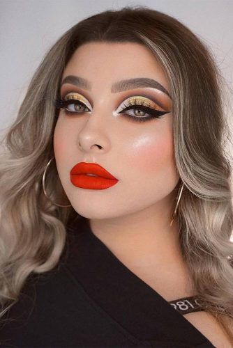 Red Lipstick With Cut Crease Makeup #cutcrease