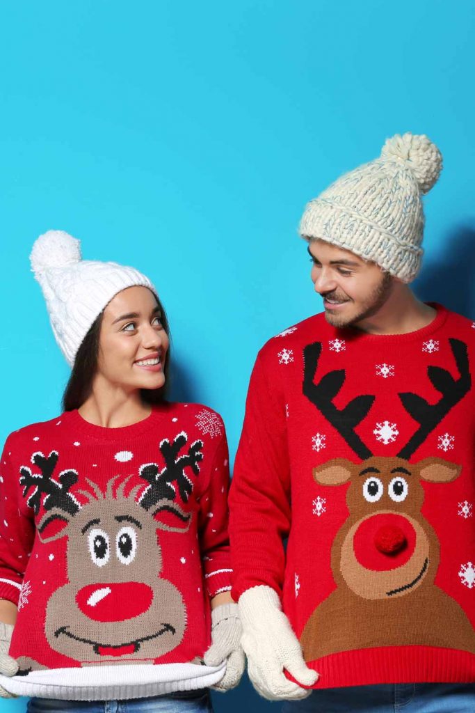 Cute Couple Christmas Sweaters with Deers