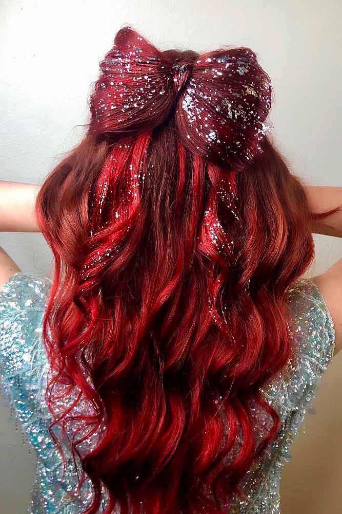 Sparkly Hair Bow For Christmas Party #sparklyhair #hairbow