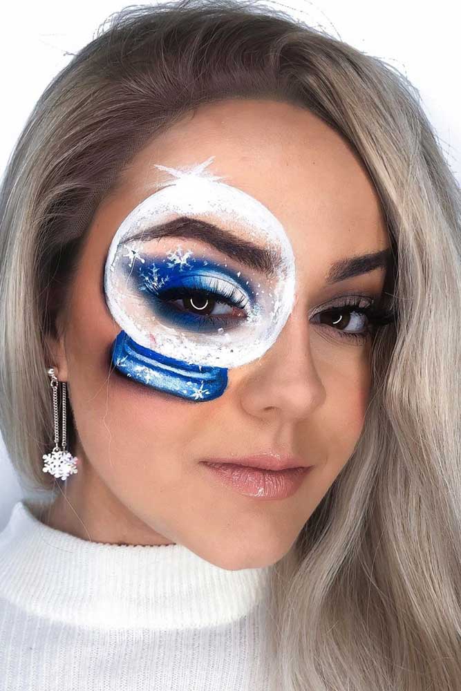 Snowglobe Christmas Fairy Makeup #snowglobefaceart