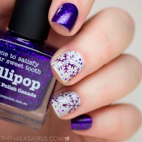 Purple Snowflakes #winternailart #snowflakesnails