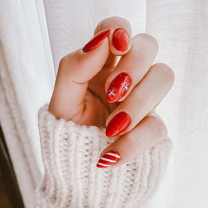 Red Winter Nail Design #rednails #winternails