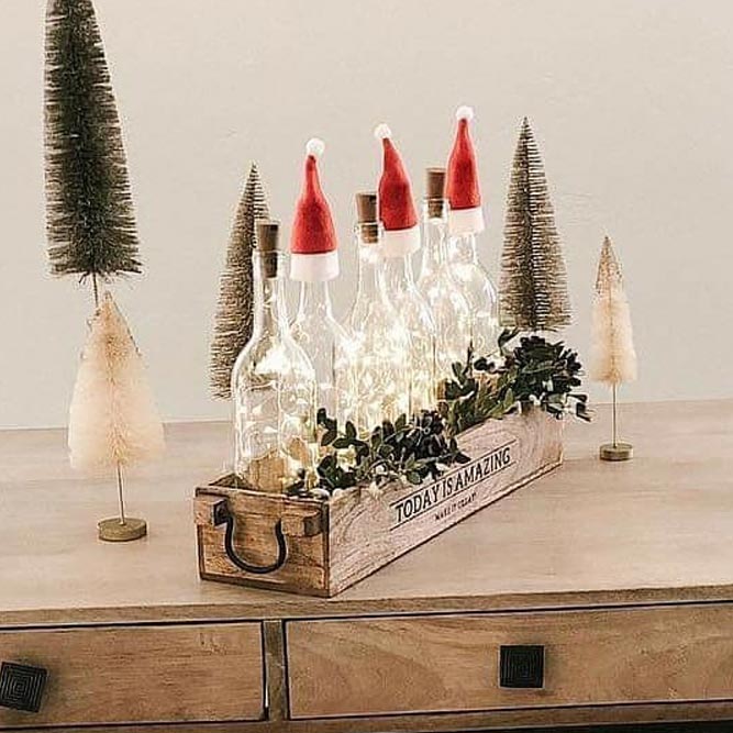 Centerpiece Idea With Lights Bottles #bottles #lights