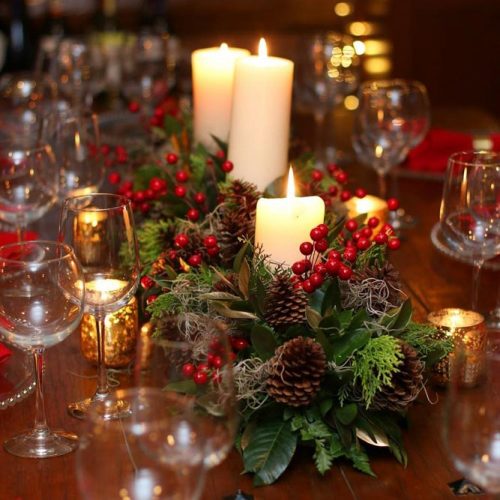 Centerpiece Idea With Candles #cones #candles