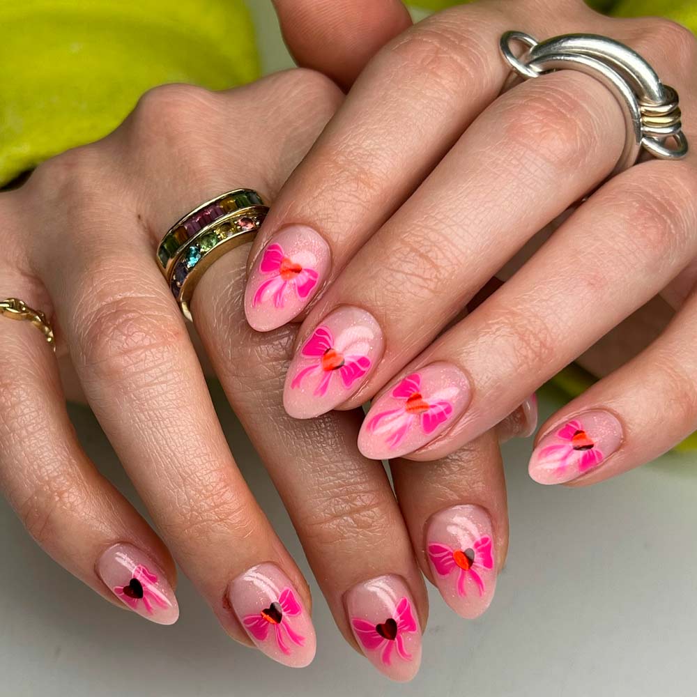 Black pink nail art - 65 photo