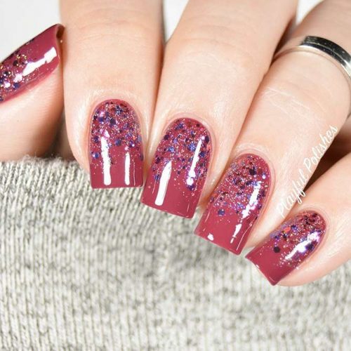 Short Square Nails With Glitter #glitternails #squarenails