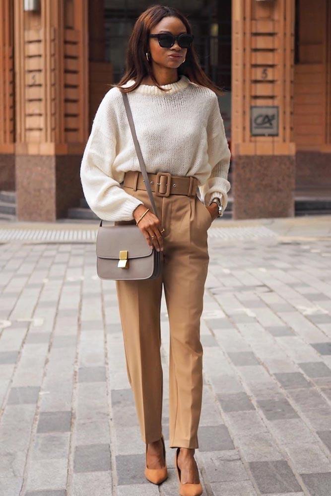 beige trousers outfit