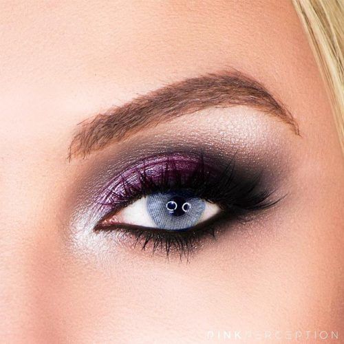 Purple And Black Smokey Eyes Makeup For Blue Eyes #purplesmokey
