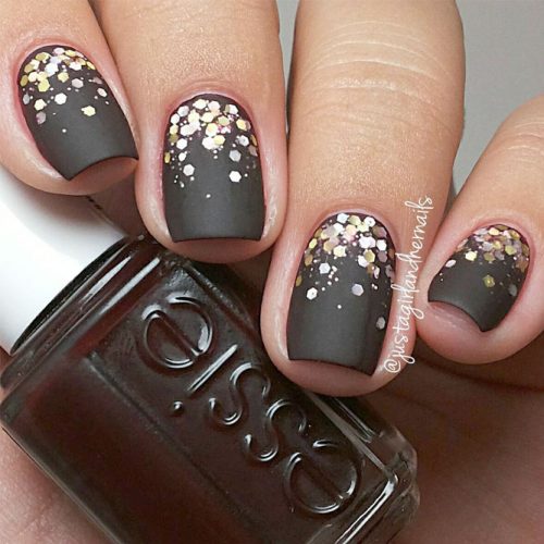 Glitter Matte Black Nails picture1