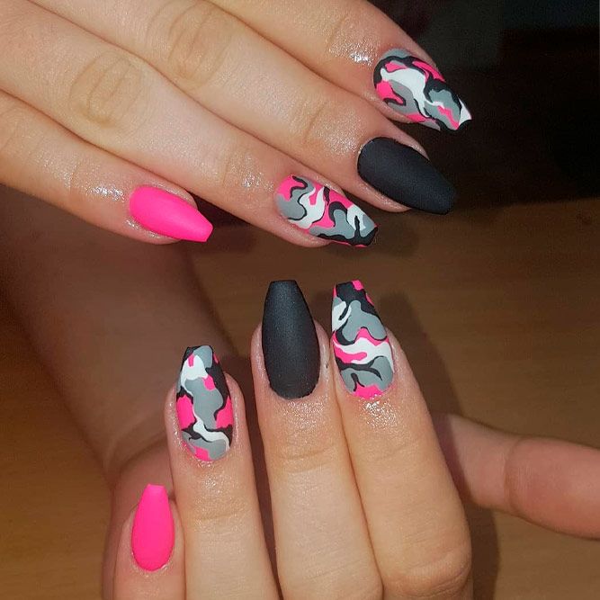 Black And Pink Como Nails #comonails