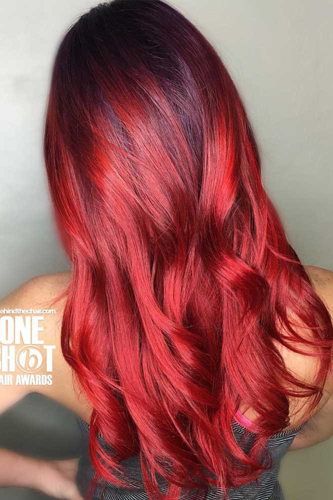 Brown To Red Ombre Hair #redombre #curlyhair