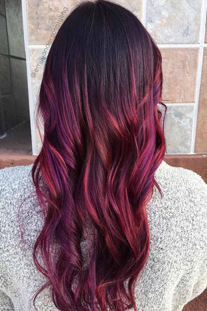 Brown Red And Purple Ombre Hair #purpleombre #redombre