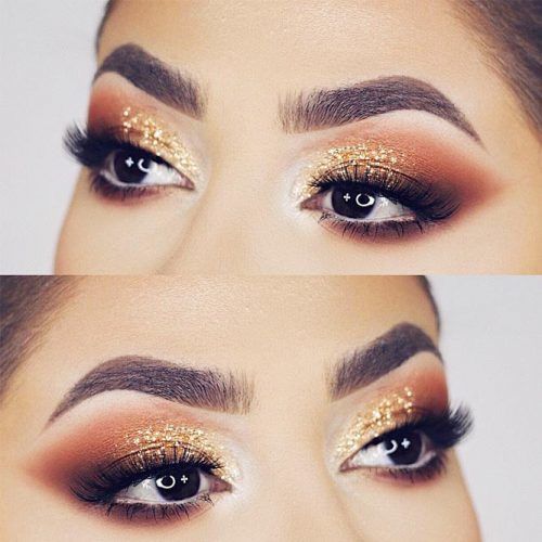 Gold Glitter Smokey Eyes Makeup #smokeyeyes