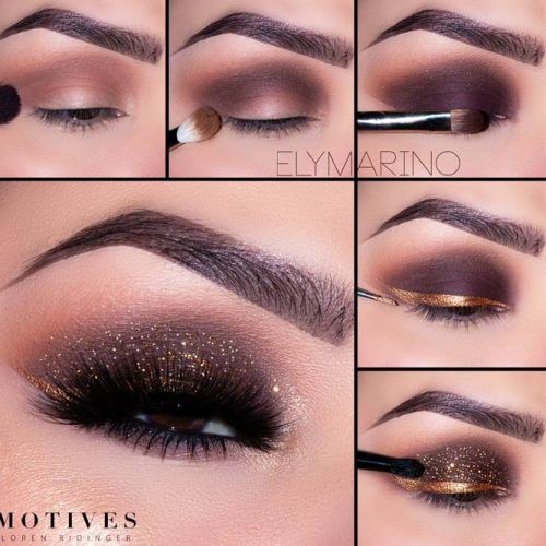 Black Smokey Eyes With Gold Eyeliner #goldglitter