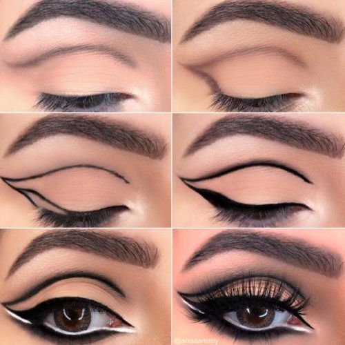 Double Eyeliner Cut Crease Makeup #whiteblackeyeliner