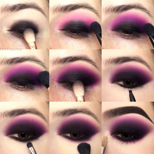 Matte Black And Violet Smokey Eyes Makeup Tutorial #mattesmokey