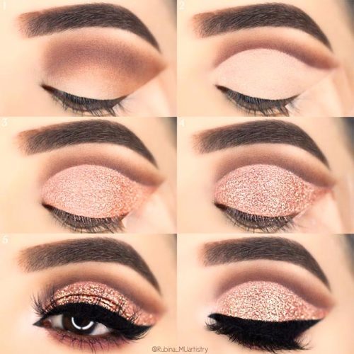 Rose Gold Cut Crease #rosegold #blackline