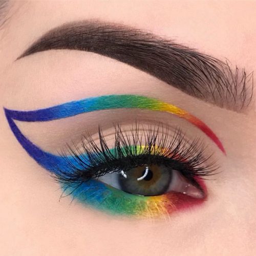 Creative Rainbow Eyeliner Style #coloreyeliner #rainboweyeliner