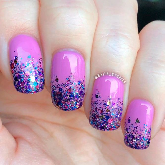 Purple Glitter Ombre Nails #glitternails #purplenails 