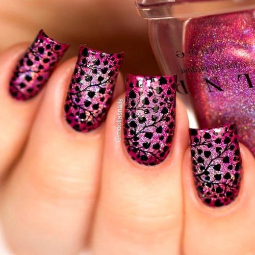Holo Nail With Floral Pattern #holonails #floralnailpattern