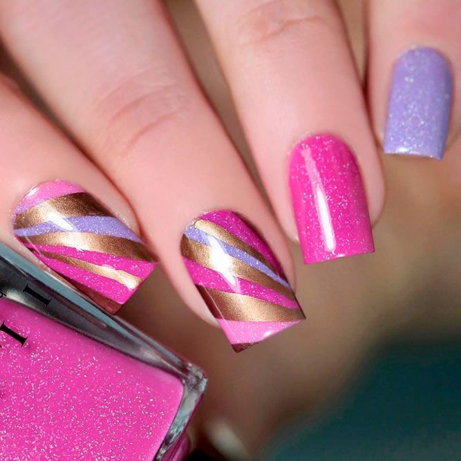 Bright Abstracted Geometric Pattern #sparklynails #geometricnails