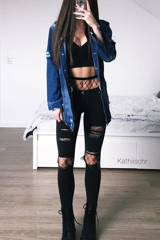 Dark Ripped Jeans for Women picture 2