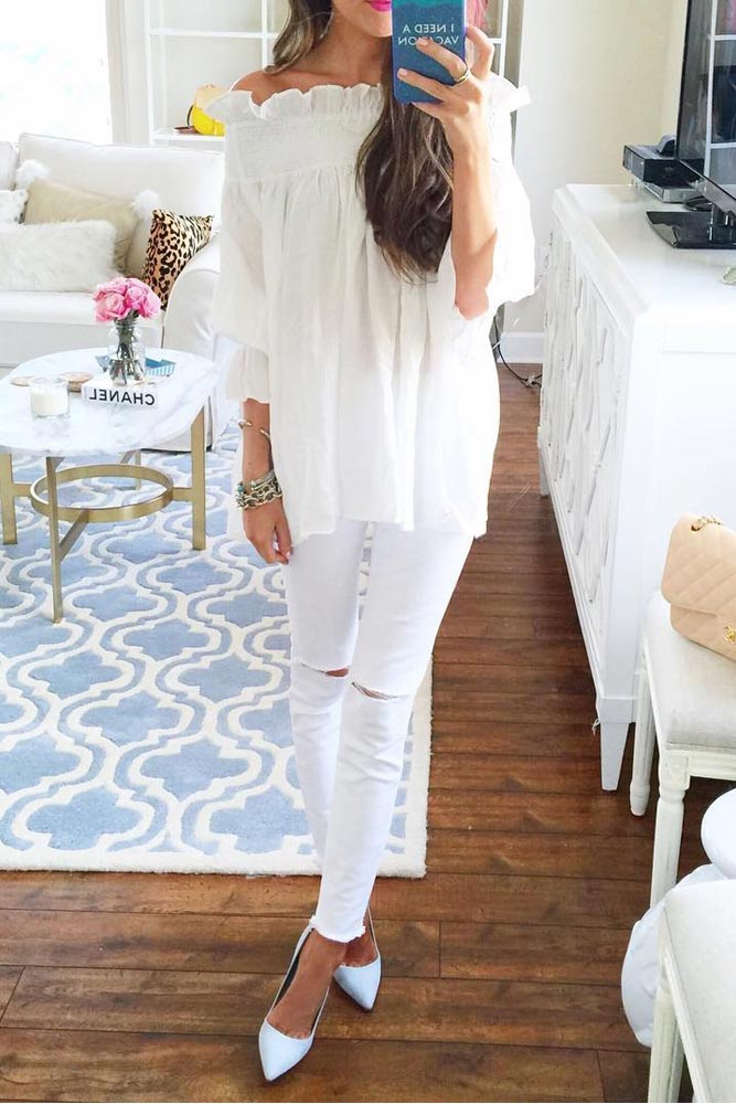 All White Outfits with Skinny Jeans picture 3