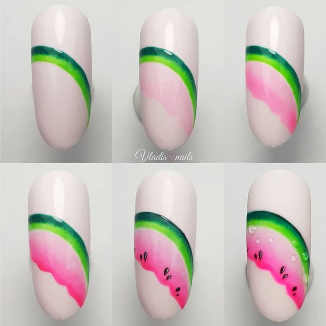 Watermelon Nails Art Tutorial #watermelonart