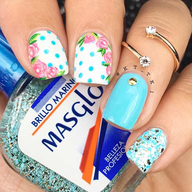 Spring Flowers For Spring Nails #flowersnails #dotsnails