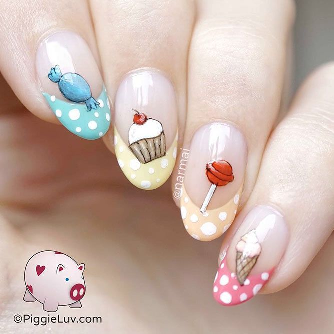 Sweet Nails Art #frenchnails #polkadotsnails