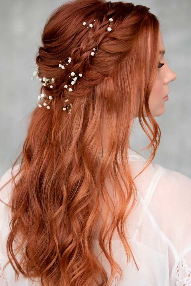 Braided Crown With Flowers #braidedhairstyles #bohohairstyles