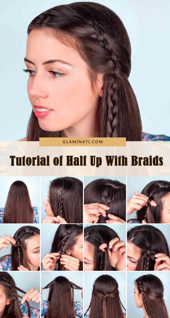 Easy Tutorial Of Half Up With Braids #casualhairstyles #longhairstyles