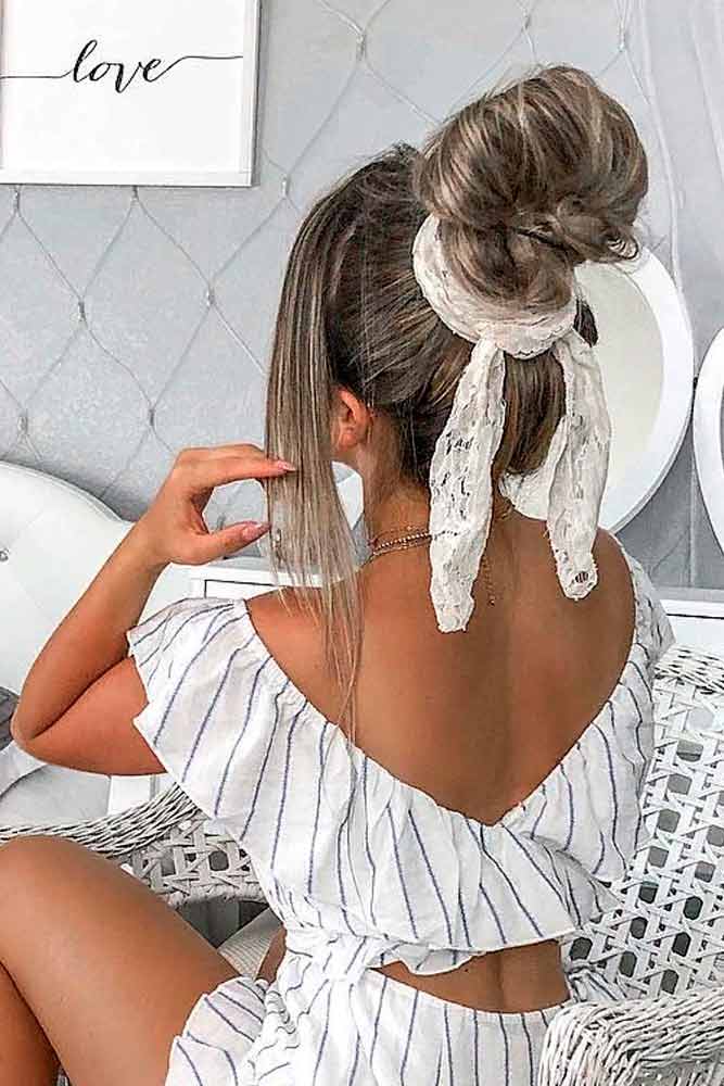 Top Knot With Bandana #trendyhairstyles #topknothair