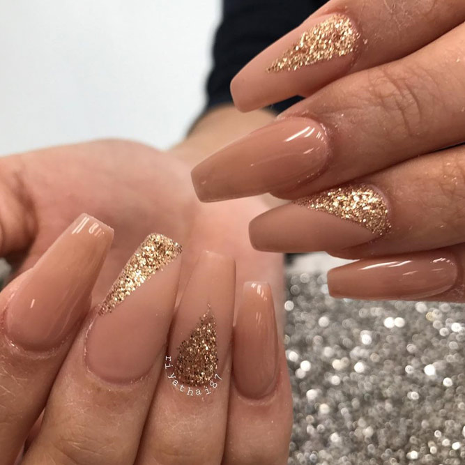 Nude Nail Designs with Glitter picture 1