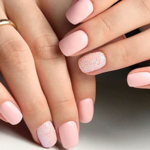 Matte Nude Nail Designs With Sand Accents #shortnails #simplenails