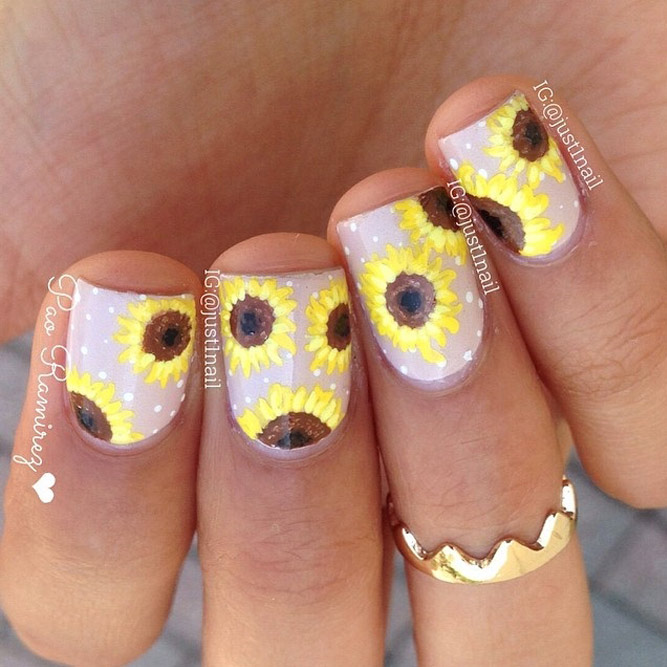 Sunflower Nail Art Design