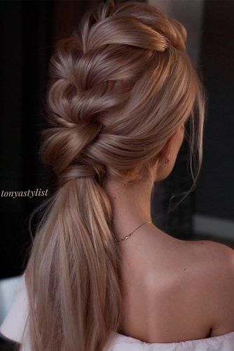 Formal Braided Ponytail #braidedhairstyles #weddingponytail #formalhairstyles