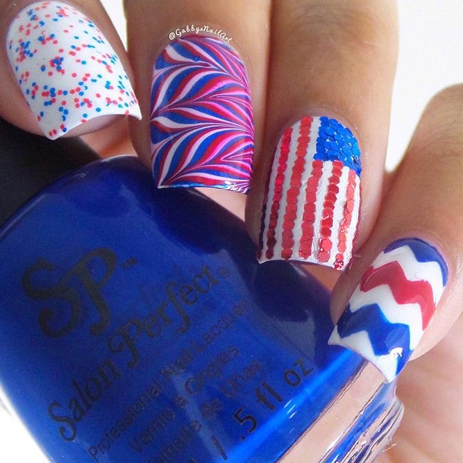 Red White and Blue Beautiful Nail Designs picture 1