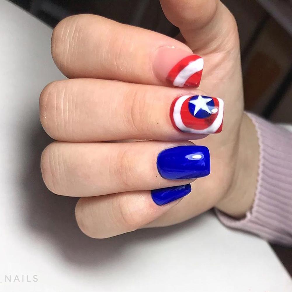 Patriotic Nail Designs With Stickers #captainamerica