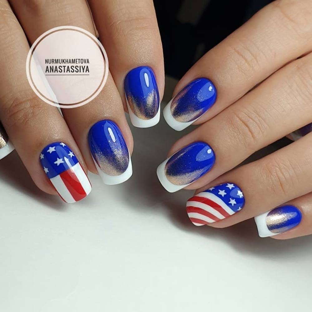 Patriotic French-Styled Nails Designs