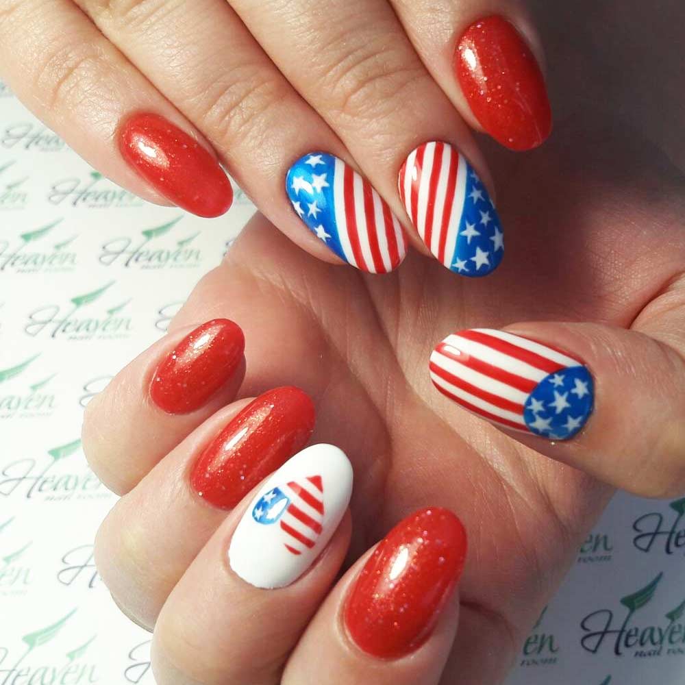 Patriotic Nails With Heart Art #heartart