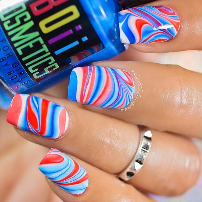 Marble-Styled Patriotic Nails Designs