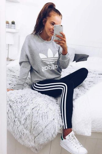 white adidas pants outfit