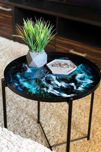 Metallic Coffee Table With Waves Art #wavesart