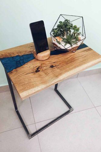 Wooden Coffe Table With Epoxy Art #woodentable