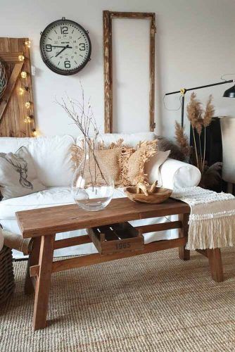 Wooden Rustic Coffee Table #shelves #storagespace