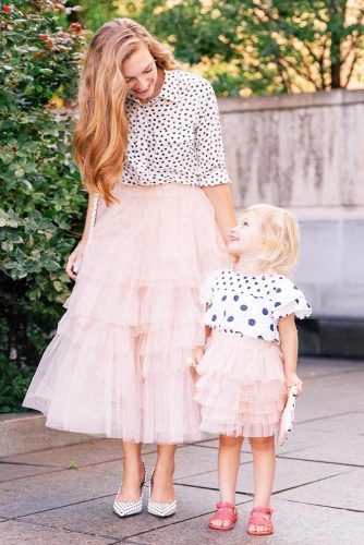 Polka Dots And Pink Skirts Outfit #mommyanddaughter