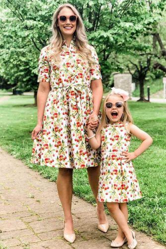 Print Dresses Mommy And Daughter Outfit #printdresses