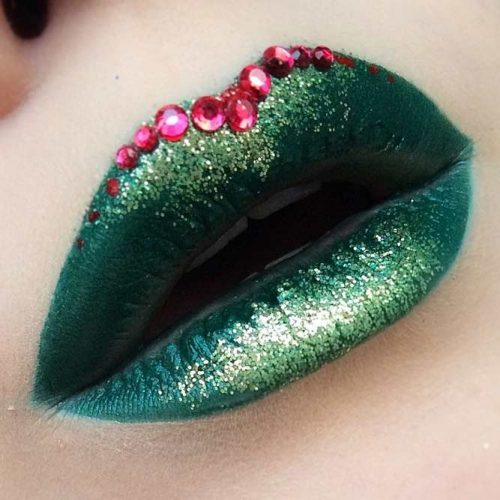Green Lipstick with Glitter picture1