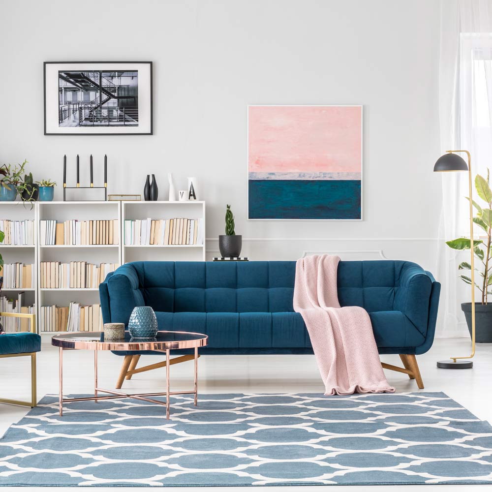 Blue and Pink Colored Living Room